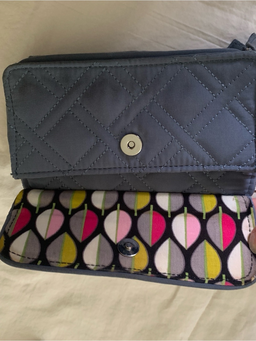 Vera Bradley Quilted Gray Wristlet with Wrist Strap - Picture 6 of 6